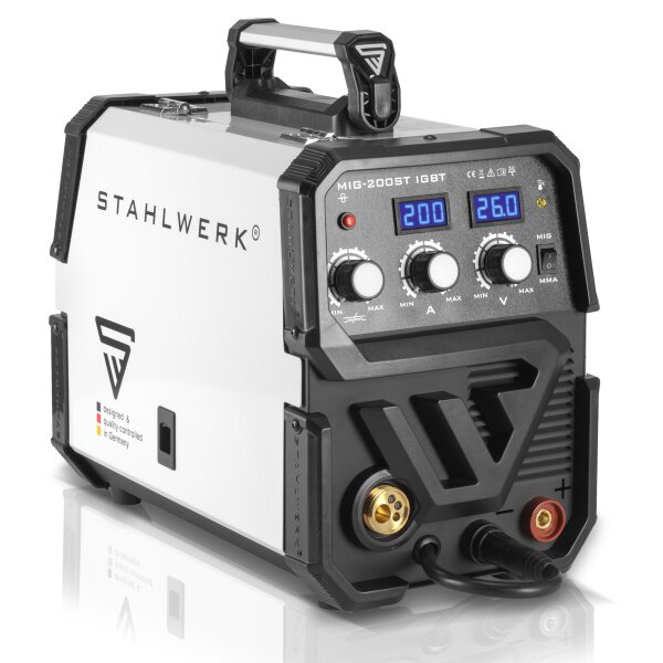 STAHLWERK MIG 155 ST IGBT 5 years warranty* with MMA ARC Stick MIG MAG inert gas inverter welder with 155 Ampere white suitable for Flux Cored Wire