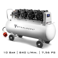 Compressed air compressor STAHLWERK ST 1510 Pro - 10 Bar, four motors, motor power 7.56 HP