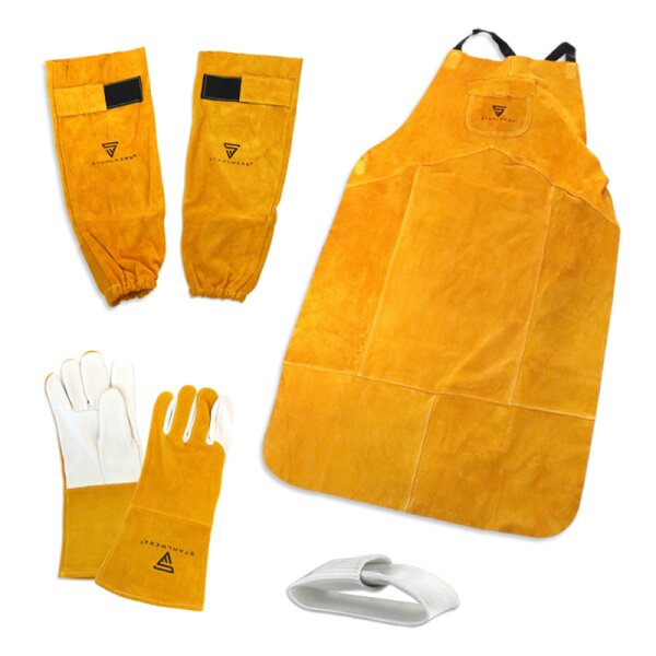 Welding Protective Clothing Set gloves + apron + arm protection + TIG finger