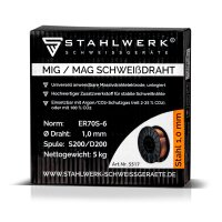 MIG MAG welding solid wire ER70S-6 SG3 &Oslash; 1,0 mm S200/D200 spool 5 kg
