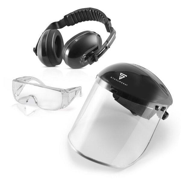 STAHLWERK AS-1 work protection set with hearing protection, safety goggles and face shield for safe work