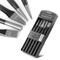 STAHLWERK 5-piece set with centre punch, flat chisel, cross chisel and punch