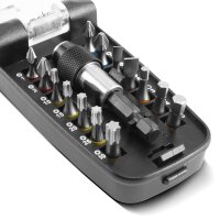 STAHLWERK 15-piece bit set made of chrome vanadium steel with magnetic holder and quick-change device for cordless screwdrivers and hand drills	
