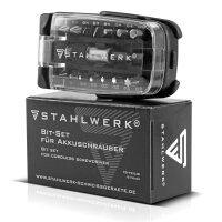 STAHLWERK 15-piece bit set made of chrome vanadium steel with magnetic holder and quick-change device for cordless screwdrivers and hand drills	