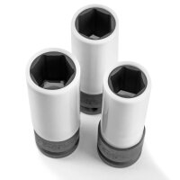 STAHLWERK socket spanner set 1/2 inch 3 high-quality impact sockets 17, 19, 21 mm made of galvanised chrome molybdenum steel 
