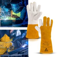 Protective leather welding gloves