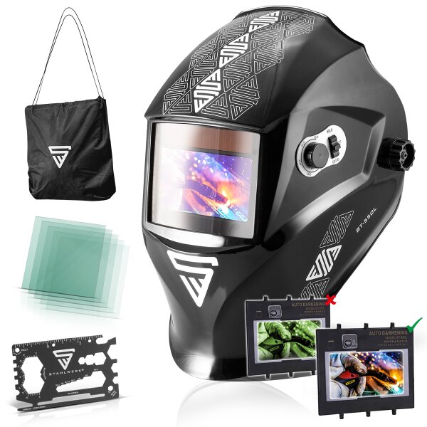 Fully automatic helmet with 3 in 1 function STAHLWERK ST-550L black shiny